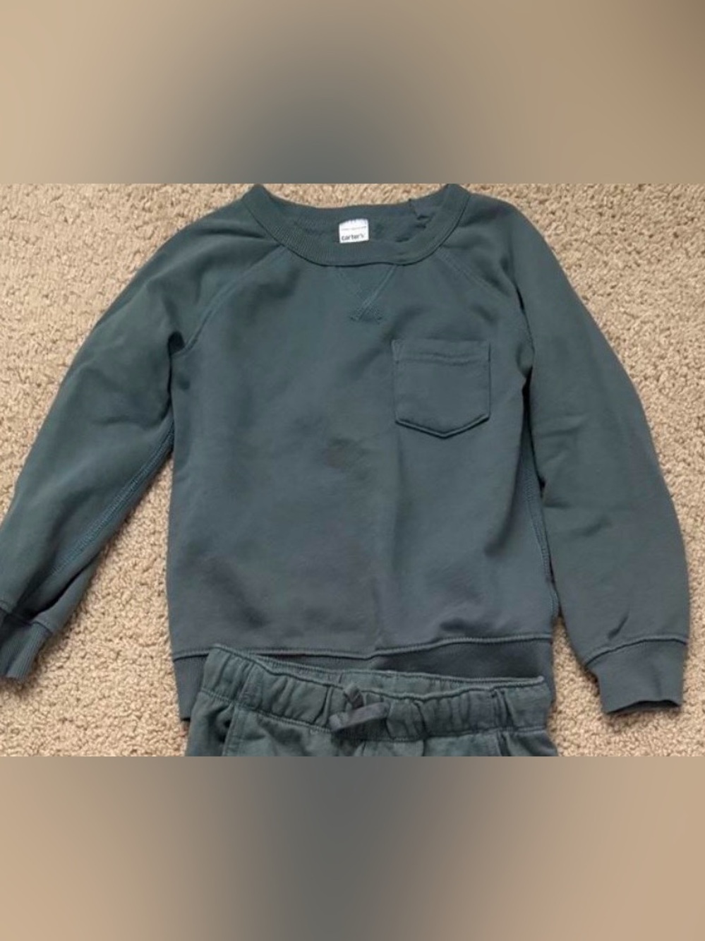 Carter's Boys Forest Green Crewneck Pocket Sweatshirt